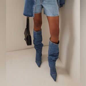 Alexander Wang Viola 65 Denim Jean Boots size EU 40 US 9.5 $950